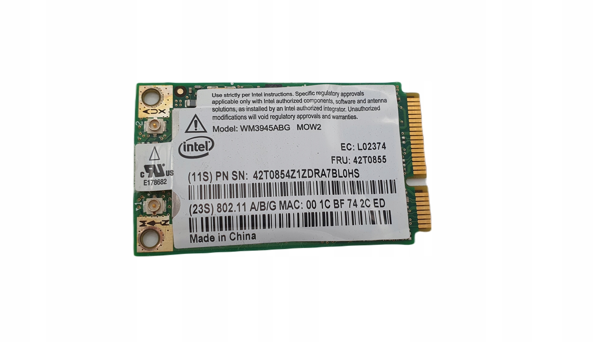 Karta Wifi Intel Anatel WM3945ABG