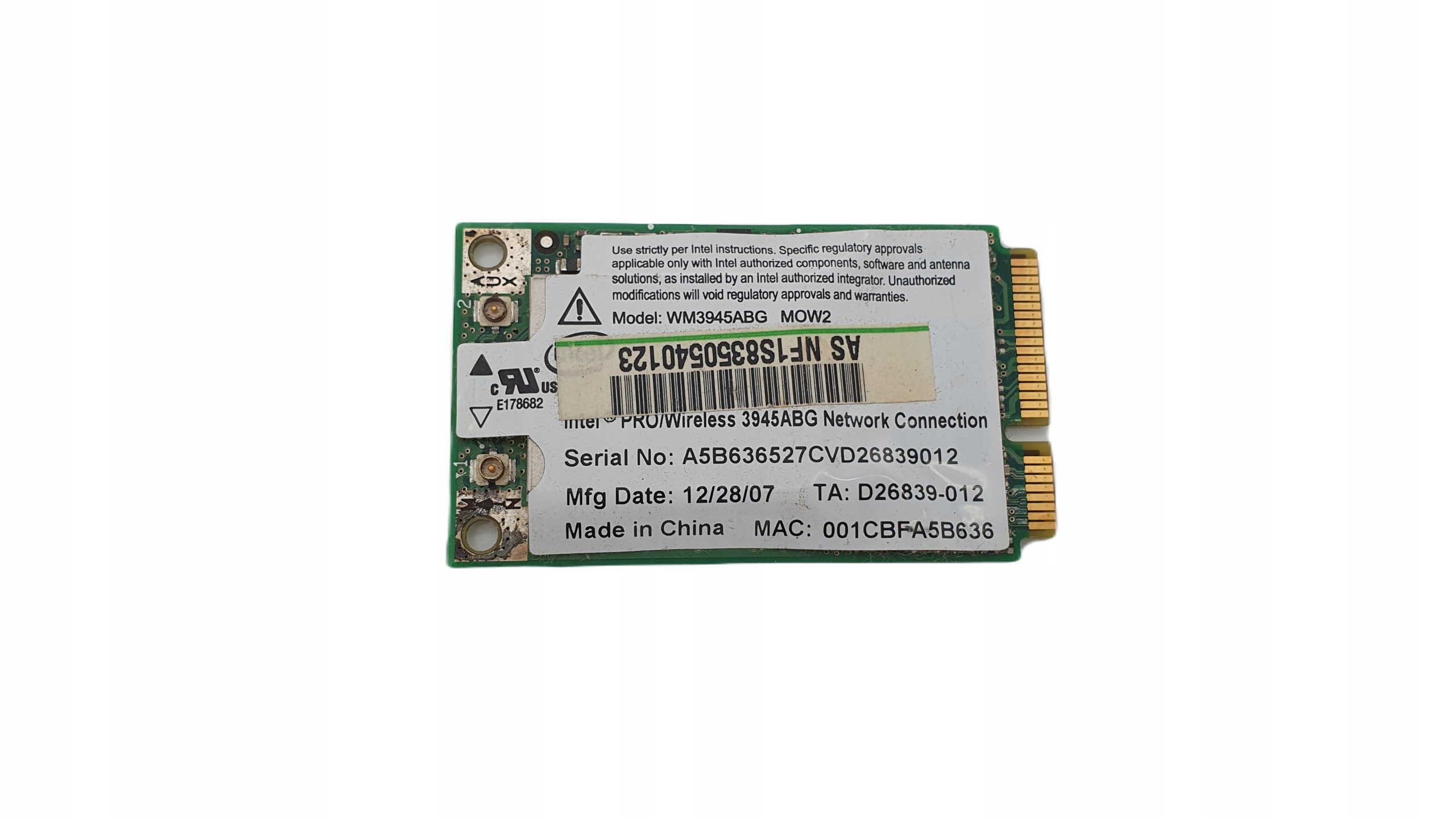 Karta Wifi Intel Anatel WM3945ABG