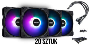 Zestaw 20 wentylatorów MSI 120 x 120 mm APA1225M12 aRGB + złączka