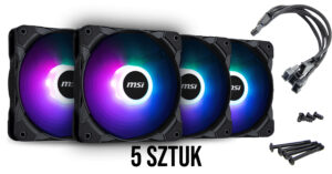 Zestaw 5 wentylatorów MSI 120 x 120 mm APA1225M12 aRGB + złączka